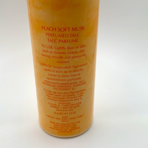 Vintage Avon Peach Soft Musk Perfumed Talc Body Powder - Picture 2 of 4
